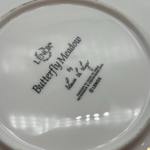Vintage Lenox Butterfly Meadow Floral Butterfly Ceramic 6" Snack Plates Set of 8 - Picture 13 of 16